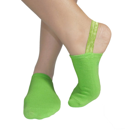 Halfsox-women's cotton casual sling-back no show half sock Green 1 pair