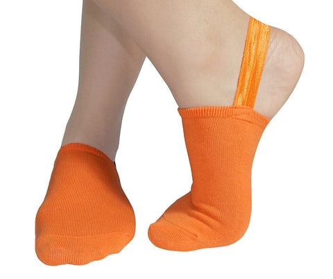 Halfso- women's casual cotton sling-back no show half socks orange 1 pair