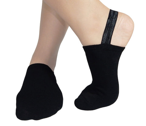 Halfsox-women's casual cotton sling-back no show half socks black 1 pair