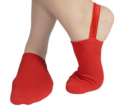 Halfsox-women's casual cotton sling-back no show half socks red 1 pair