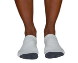 Halfsox-Men's Casual Cotton No Show Half Socks (White/Gray Toe (Large/XLarge) (One Pair)